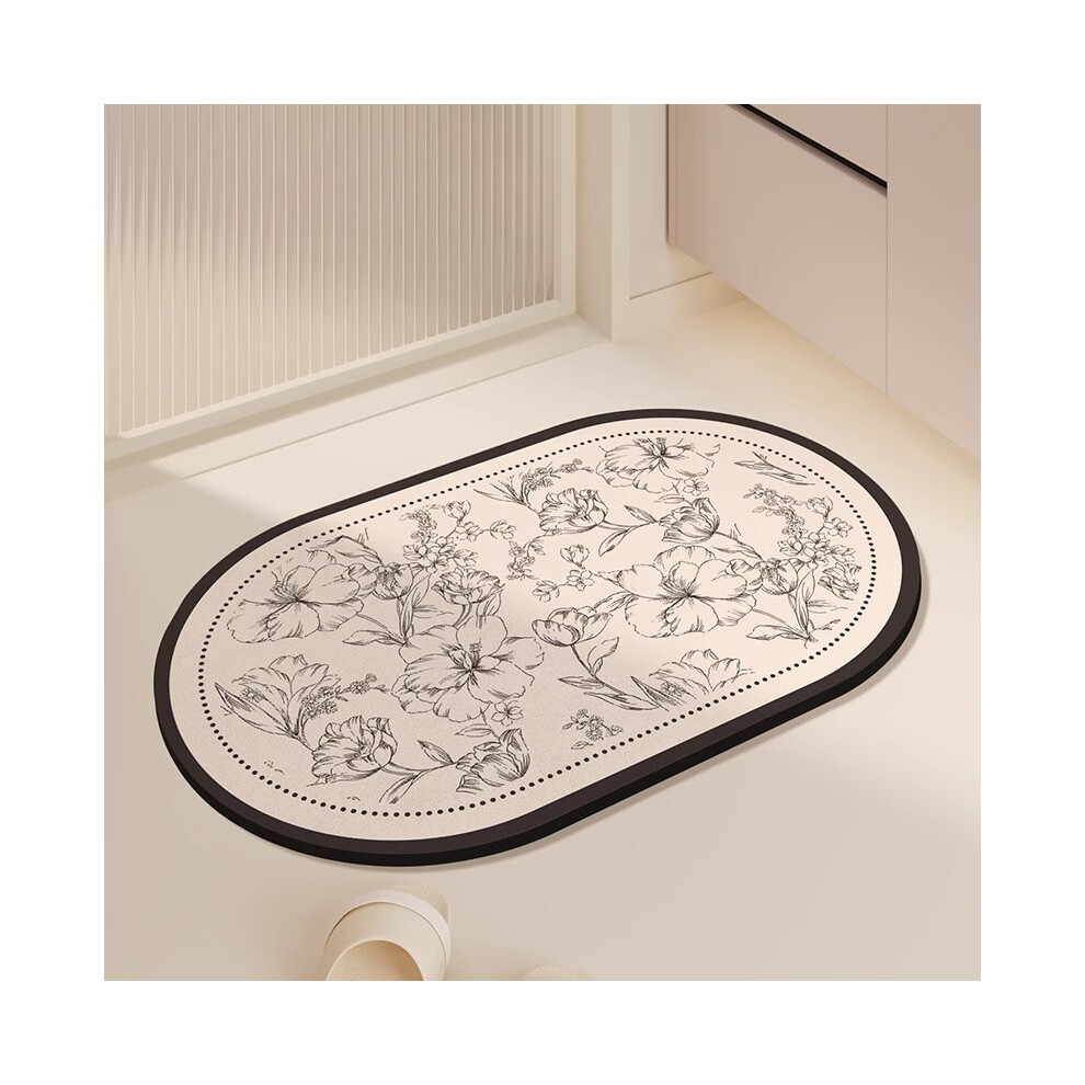 (flower shadow oval, 50x80cm19.7x31.5in ) Bathroom floor mat Diatom mud absorbent quick-drying floor mat-image-OPC-PGBG5PZ-NEW