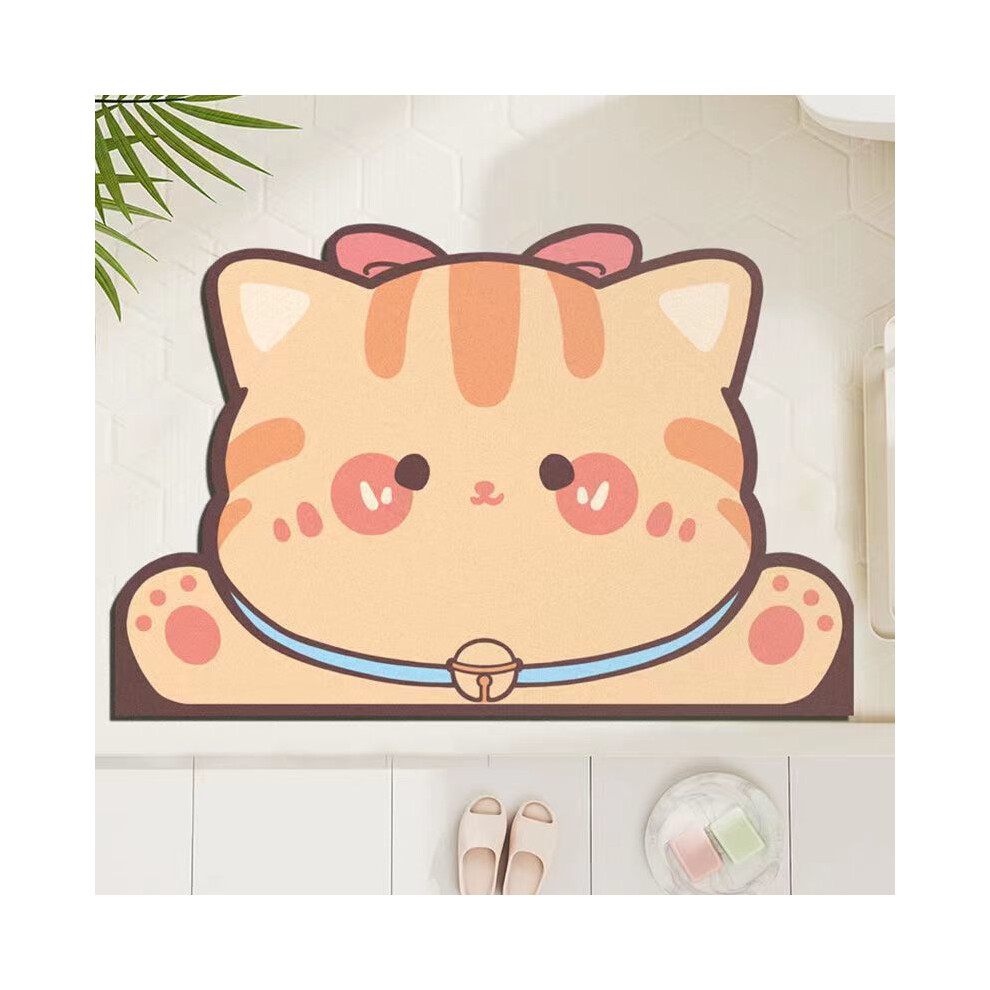 (rich gray cat, 60x90cm23.6x35.4in) Bathroom diatom mud cushion cartoon absorbent floor mat toilet door mat