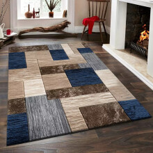 (Majestic Rug - Des 1, 160x230cm) Extra Large Modern Area Rugs Blue Hallway Runner Living Room Bedroom Carpet Brown Mats