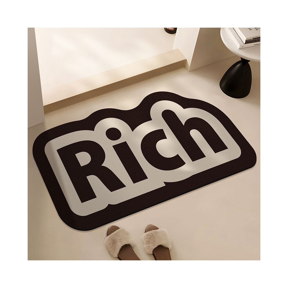 (Black rich, 60x90cm23.6x35.4in) Premium light luxury bathroom toilet toilet non-slip and wear-resistant absorbent diatom mud floor mat