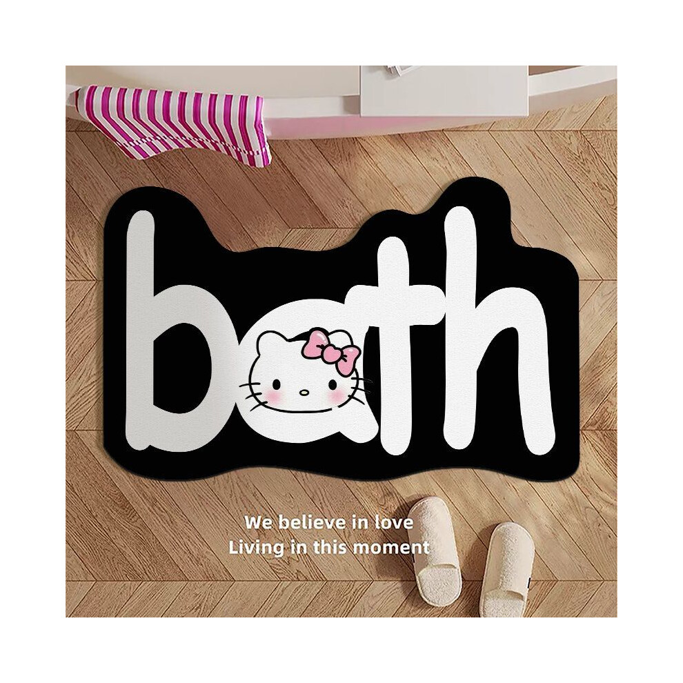 (751289Q, 40x60cm15.7x23.6in) Cartoon kt cat funny diatom mud floor mat bathroom absorbent toilet non-slip quick-drying floor mat