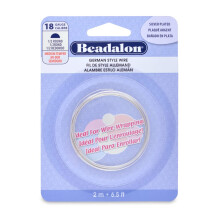 Beadalon-Draht im deutschen Stil, halbrund, versilbert, 18 Gauge/0,040 in-2 m/6,5 ft