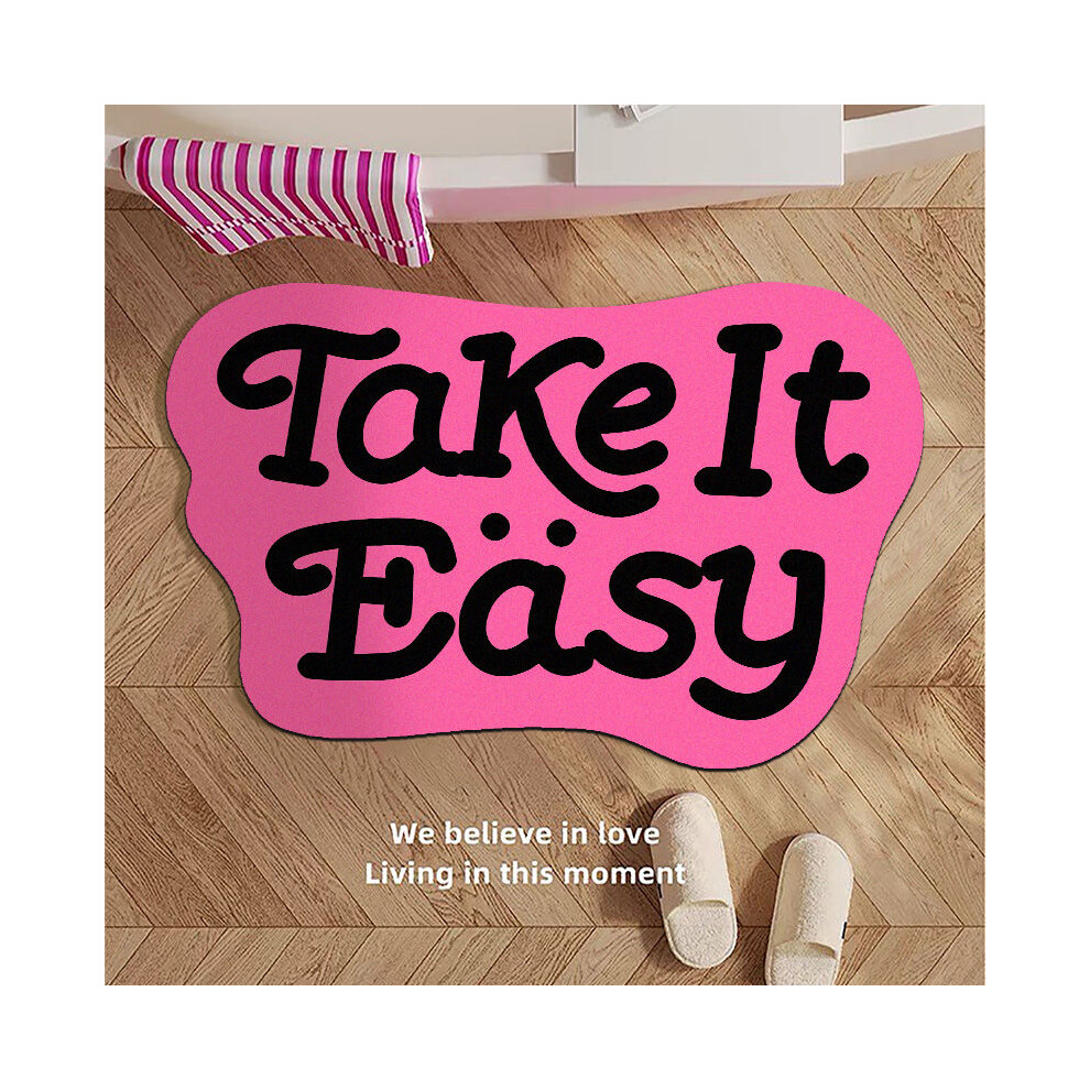(Take it easy, 50x80cm19.7x31.5in) Diatom mud bathroom floor mat, water absorption and non-slip household carpet, bathroom floor mat
