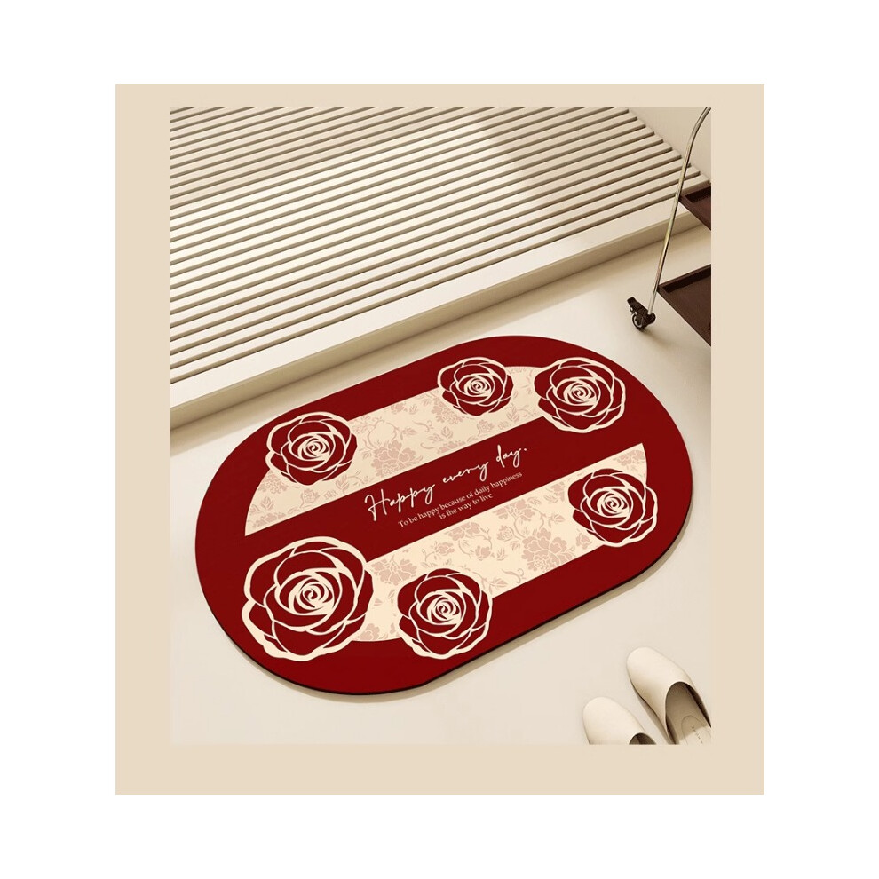 (Happy relationship, 40x60cm15.7x23.6in) Wedding floor mat diatom mud bathroom absorbent non-slip door mat