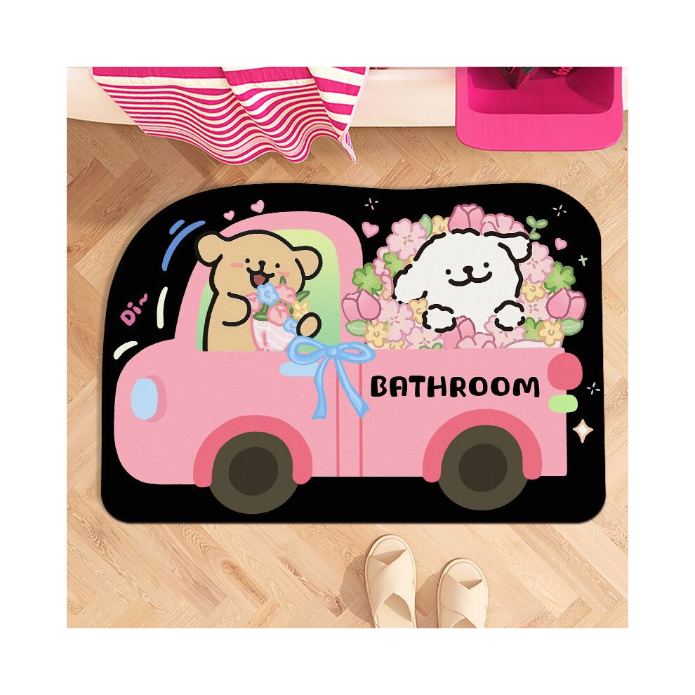(411342M, 40x60cm15.7x23.6in) Line Puppy Soft Diatom Mud Bathroom Floor Mat Toilet Room Door Carpet Foot Mat