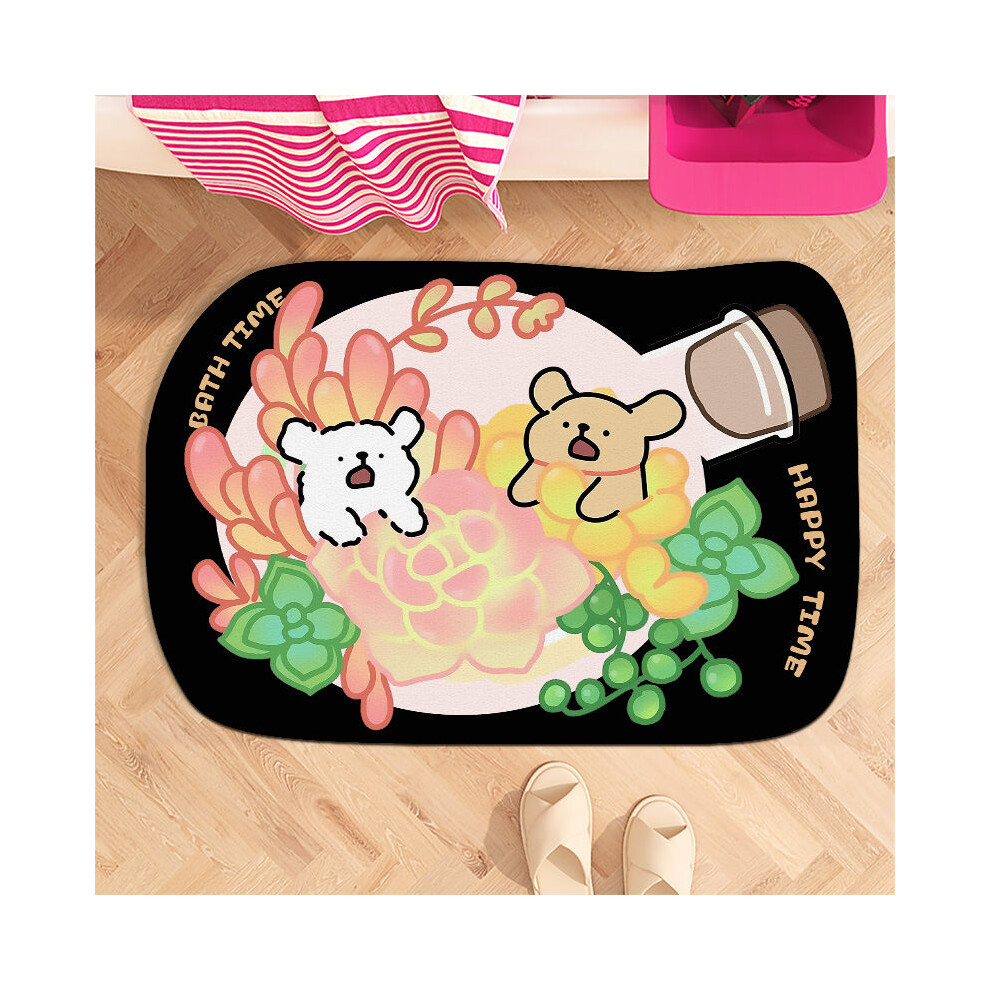 (411344M, 40x60cm15.7x23.6in) Line Puppy Soft Diatom Mud Bathroom Floor Mat Toilet Room Door Carpet Foot Mat