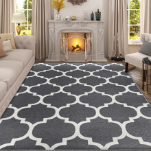 (120x170 cm (4 ft x 4 ft 9 in)_Small Rugs For Bedroom Living Room Floor Area, Ava Grey) Grey Non Slip Rugs Printed Carpet Runner Door Mats