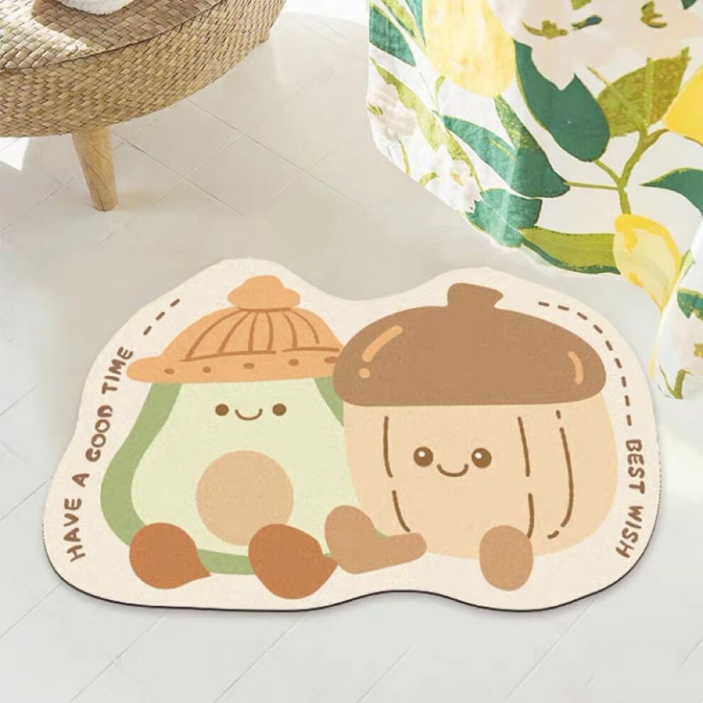 (Avocados Chestnuts, 60x90cm23.6x35.4in) Cartoon special-shaped bathroom absorbent floor mat, diatom mud, bathroom floor mat, door