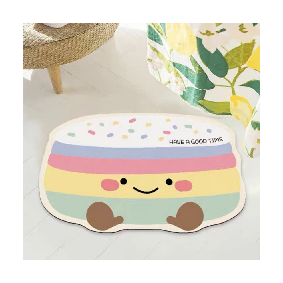 (Rainbow Cake, 60x90cm23.6x35.4in) Cartoon special-shaped bathroom absorbent floor mat, diatom mud, bathroom floor mat, door