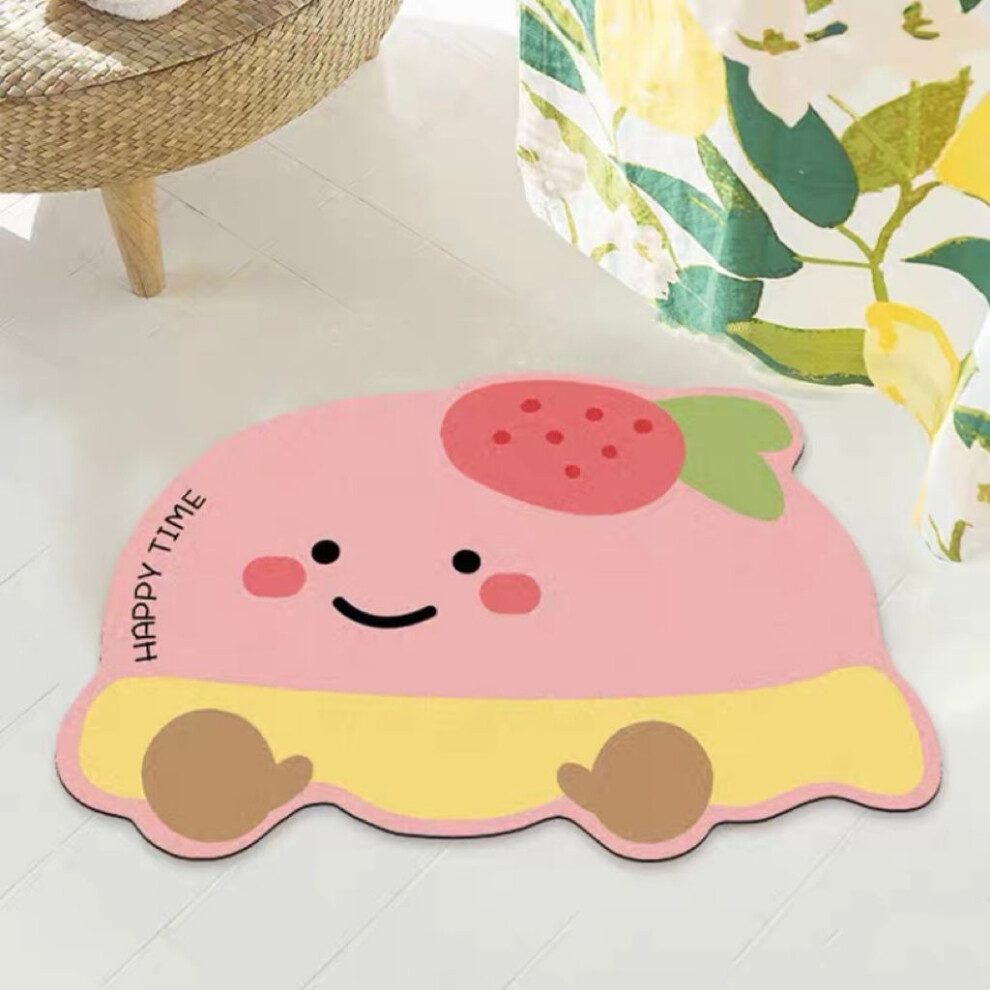 (strawberry cake, 50x80cm19.7x31.5in) Cartoon special-shaped bathroom absorbent floor mat, diatom mud, bathroom floor mat, door
