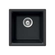 Houzer E-100 MIDNITE Quartztone Granite Series Bar Sink - Black Dual Mount 13 x 13 inch Single Bowl Sink Durable Construction Perfect for Kitchen or