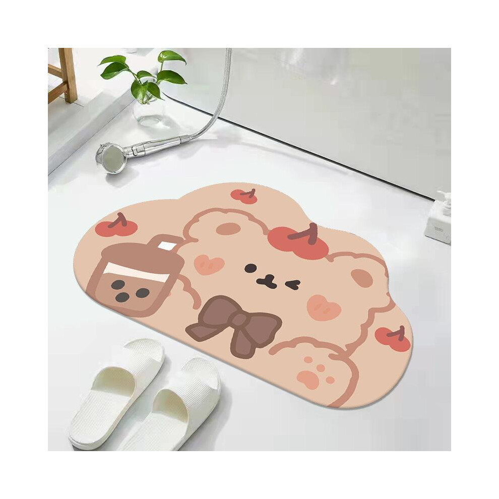 ( Bear, 50X80cm19.7x31.5in60) Cartoon Diatom Mud Cloud Toilet Bathroom Starter Mat Household Toilet Foot Mat Brown