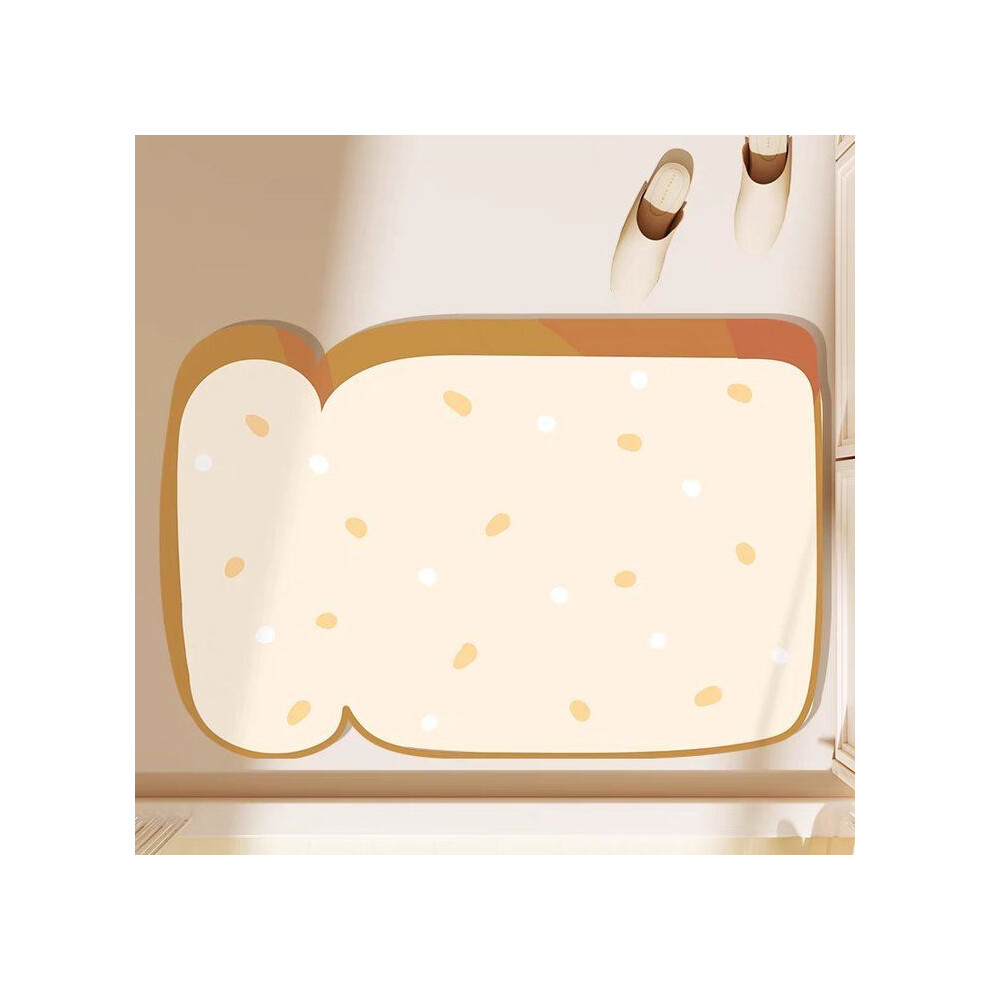 (Big toast, 50X80cm 19.7x31.5in) Special-shaped bread bathroom floor mat, bathroom quick-drying non-slip small carpet, diatom mud absorbent mat