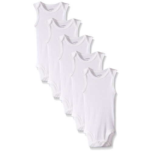 Carter's 5-pack S/L Bodysuits- White- 6 m?neder