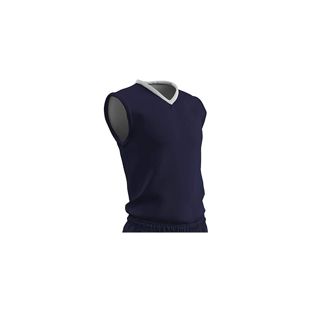 Maillot de basket-ball r   versible CHAMPRO Clutch Z-Cloth Dri-Gear pour adulte, taille 3XL, bleu marine et blanc