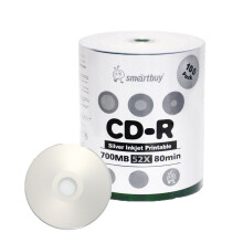 Smartbuy CD-R Silver Inkjet Hub, 100 dischi, 700 MB/80 min, 52x, stampabile, registrabile, supporto vuoto