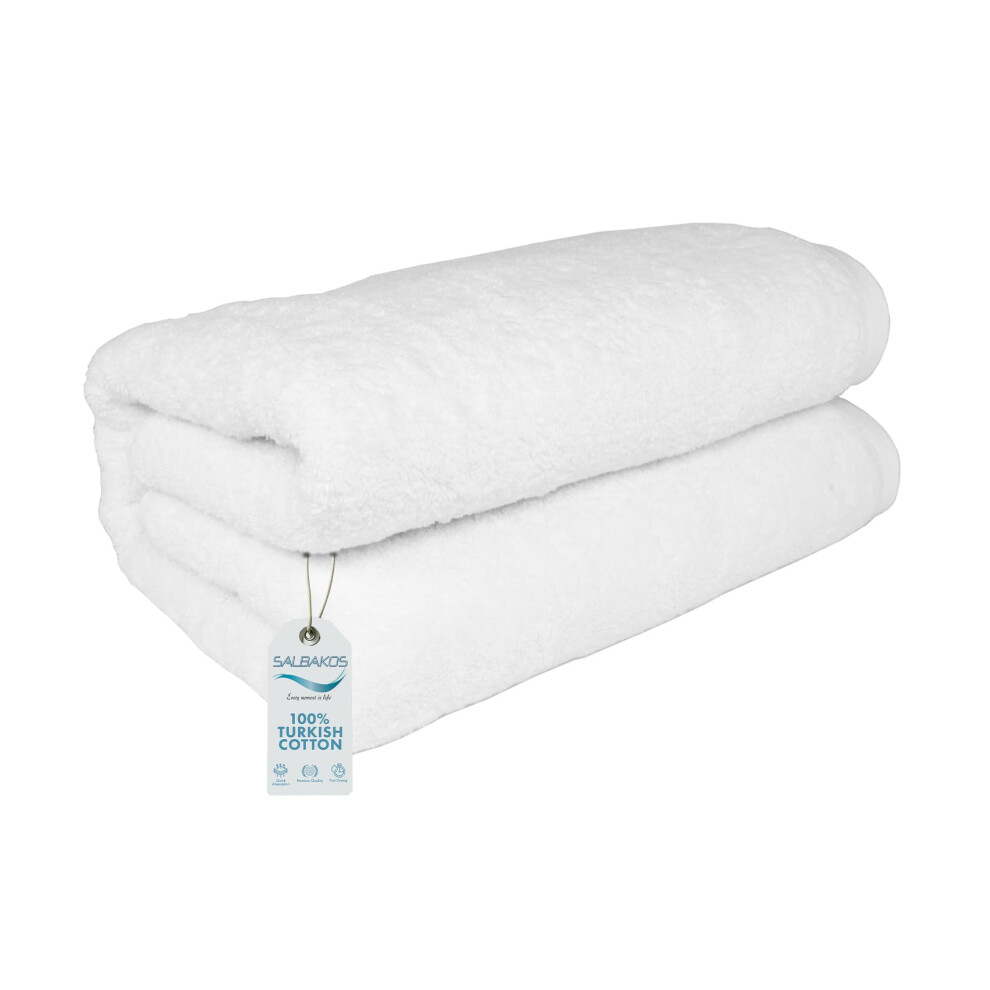 SALBAKOS - Drap de bain turc haut de gamme, 100 % coton turc, absorbant et ultra confortable, pour h  tel et spa | 101 x 203 cm (blanc)