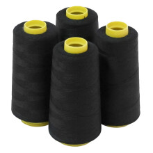 4 store kegler (3000 yards hver) polyestertr?de til syning Quiltning Serger Sort farve fra ThreadNanny