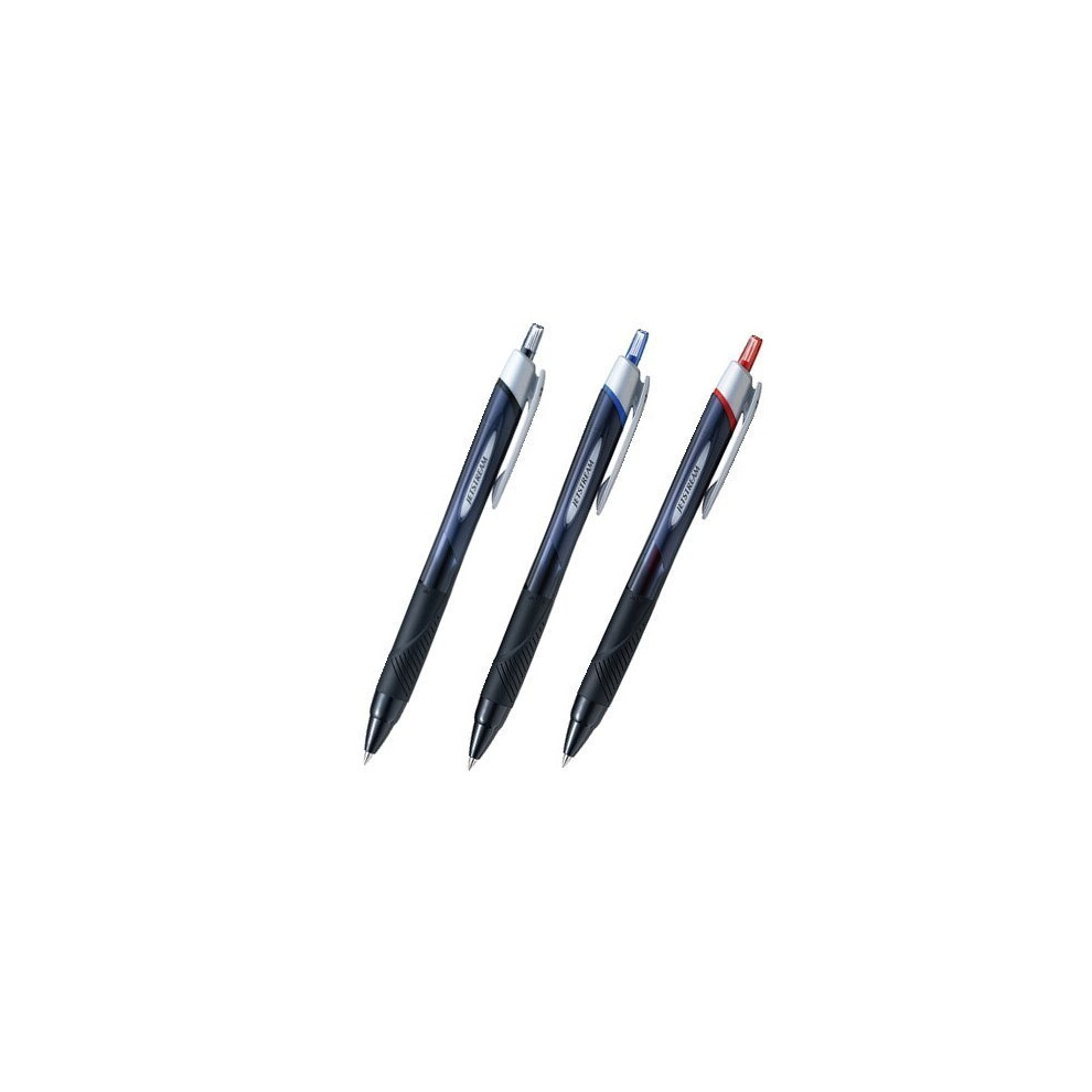 uni-ball Jetstream Extra Fine & Micro Point Click Retractable Roller Ball Pens -Rubber Grip Type -0.38mm-Black Blue Red Ink -Each 1 Pens/Total 3 Pens