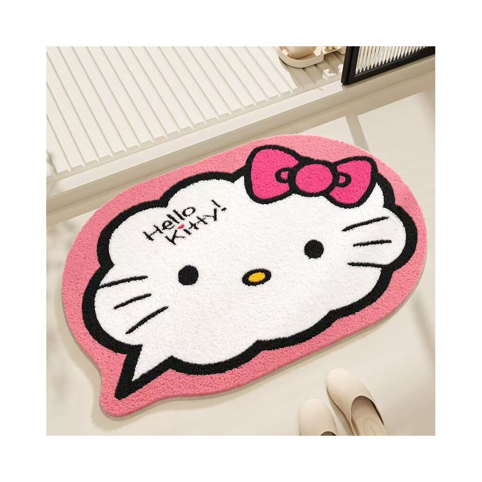 (Kitty forehead print, 50x80cm19.7x31.5in) Cartoon bathroom floor mat plush soft imitation cashmere carpet bedroom bathroom floor mat