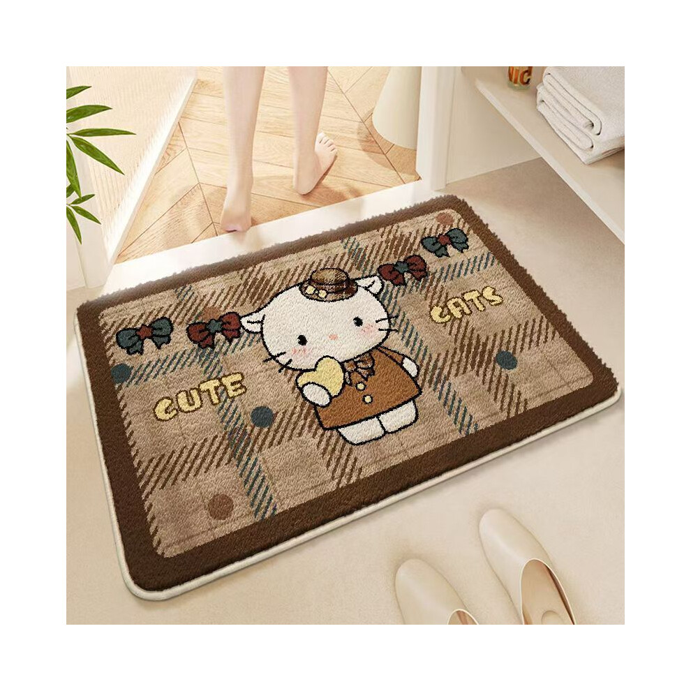 (Kitty Hat, 100x150cm39.3x59in) Cartoon bathroom floor mat plush soft imitation cashmere carpet bedroom bathroom floor mat