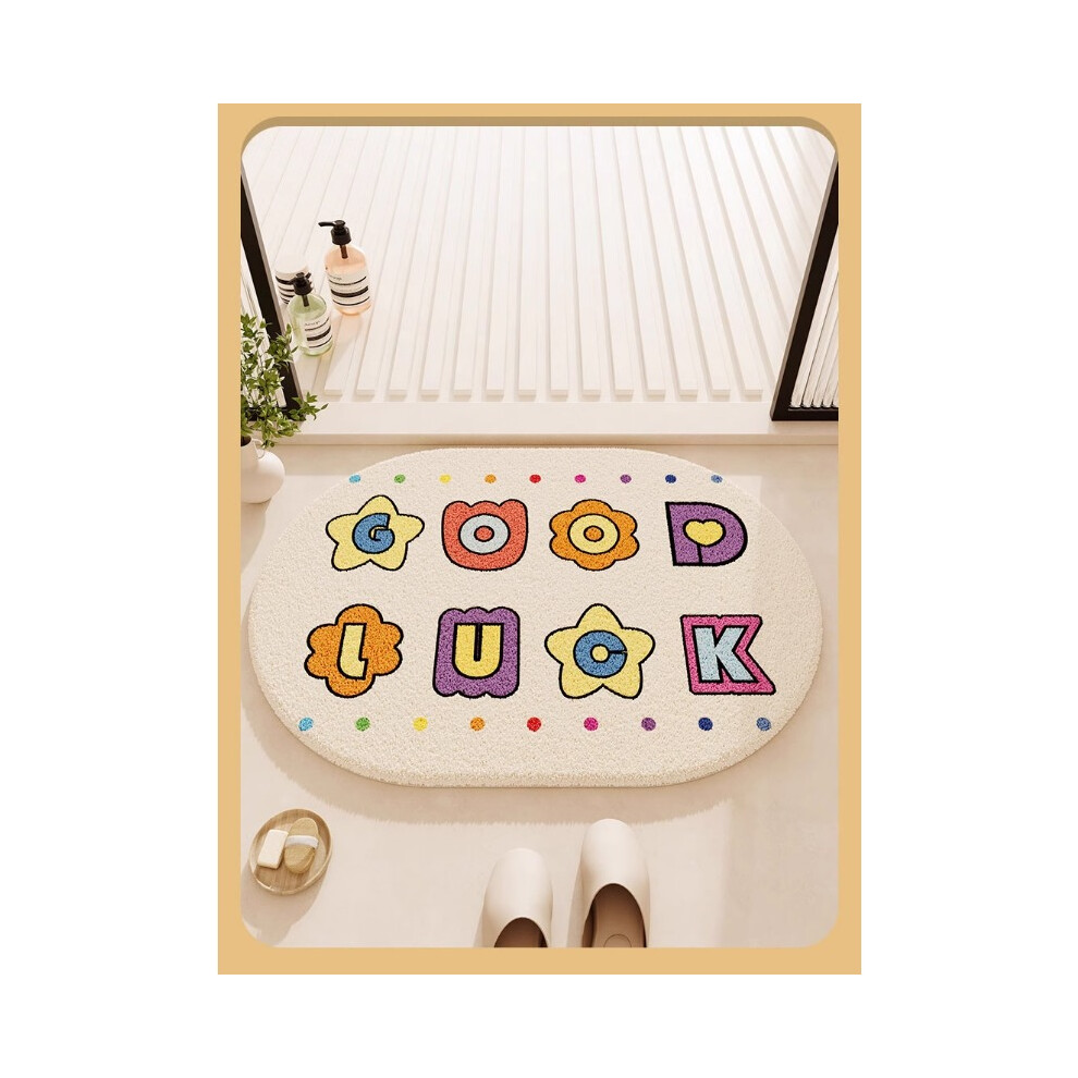 (Good luck bathing, 50x80cm19.7x31.5in ) Bathroom absorbent floor mat imitation cashmere cartoon plush doormat
