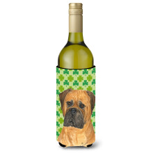 Bullmastiff St. Patrick's Day Shamrock Portr?t Vinflaske Drik Isolator Drik Isolator Hugger