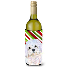 Maltesisk Candy Cane Holiday Jul Vinflaske Beverage Insulator Beverage Insulator Hugger SS4551LITERK