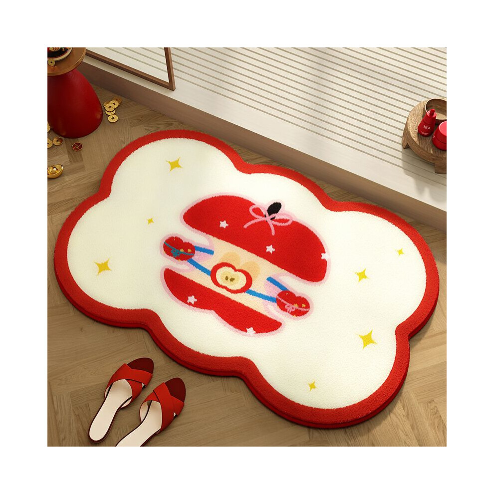 (Red Apple, 40x60cm15.7x23.6in) Red series cute apple imitation cashmere bathroom floor mat toilet toilet door carpet absorbent mat household carpet-image-OPC-PGBG95F-NEW