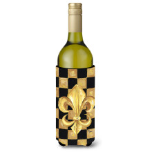 Sort guld ternet flag Fleur de lis vinflaske Drikisolator Drikisolator Hugger