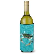 Blue Crab on Teal Wine Bottle Beverage Insulator Beverage Insulator Hugger