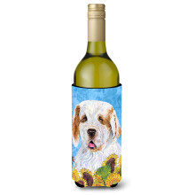 Clumber Spaniel i sommerblomster Vinflaske Drik Isolator Drik Isolator Hugger