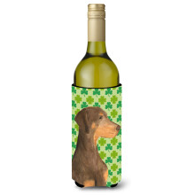 Doberman St. Patrick's Day Shamrock Wine Bottle Beverage Insulator Beverage Insulator Hugger