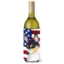 USA amerikansk flag med Fox Terrier vinflaske Drikisolator Drikisolator Hugger