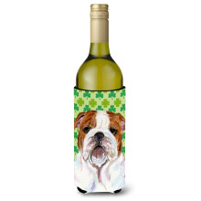Bulldog engelsk St. Patrick's Day Shamrock Vinflaske Drikisolator Drikisolator Hugger