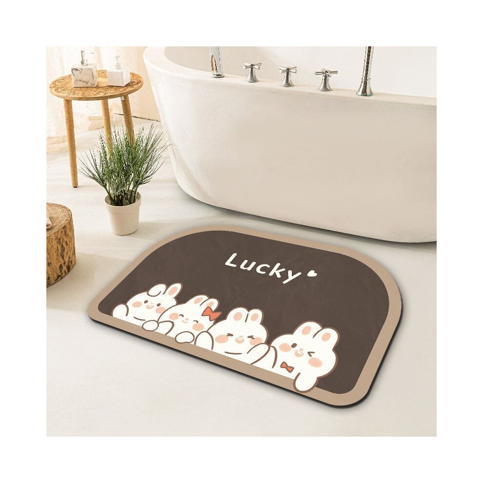 (Bunch of bunnies, 50x80cm19.7x31.5in) Small fresh animation soft diatom mud absorbent mat bathroom non-slip floor mat