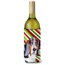 Basset Hound Candy Cane Ferie Jul Vinflaske Drik Isolator Drik Isolator Hugger