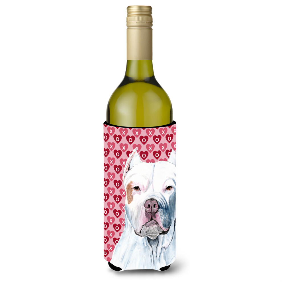 Pit Bull Hearts Love Et Saint Valentin Portrait Bouteille De Vin Isolateur De Boisson Isolateur De Boisson Hugger-image