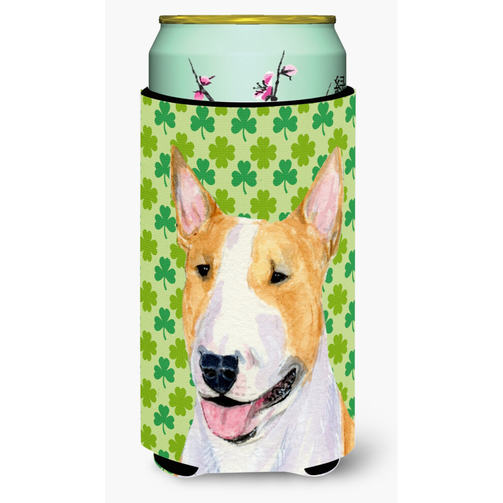 Bull Terrier St. Patrick's Day Shamrock Portret Tall Boy Drankisolator Drankisolator Hugger-image