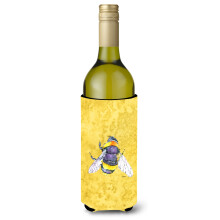 Bee on Yellow Wine Bottle Beverage Insulator Beverage Insulator Hugger 8852LITERK