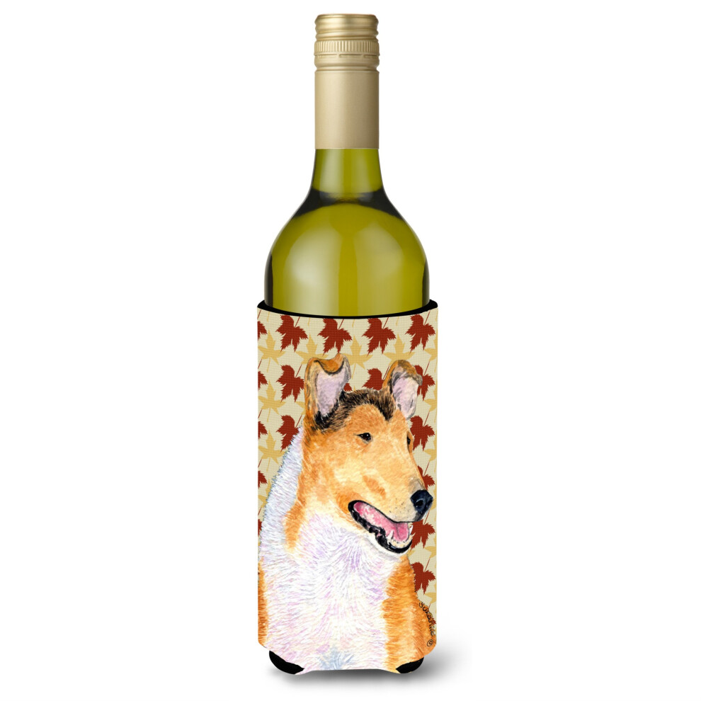 Collie Smooth Fall Leaves Portrait Bouteille De Vin Isolateur De Boisson Isolateur De Boisson Hugger-image