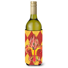Hot Peppers Fleur de lis Wine Bottle Beverage Insulator Beverage Insulator Hugger