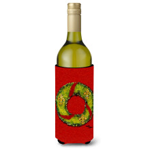 Christmas Wreath Fleur de lis Wine Bottle Beverage Insulator Beverage Insulator Hugger