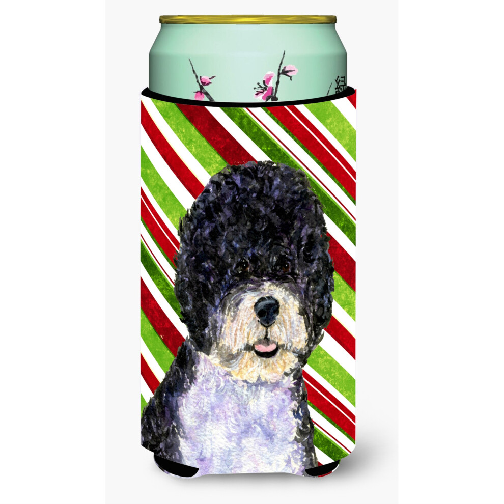 Portugese Waterhond Candy Cane Vakantie Kerstmis Tall Boy Drankisolator Drankisolator Hugger-image