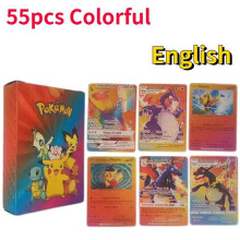 Gacloz Anime Pokemon Pikachu Charizard Colorful English Rainbow Gold Trainer Rare Battle Collection Card