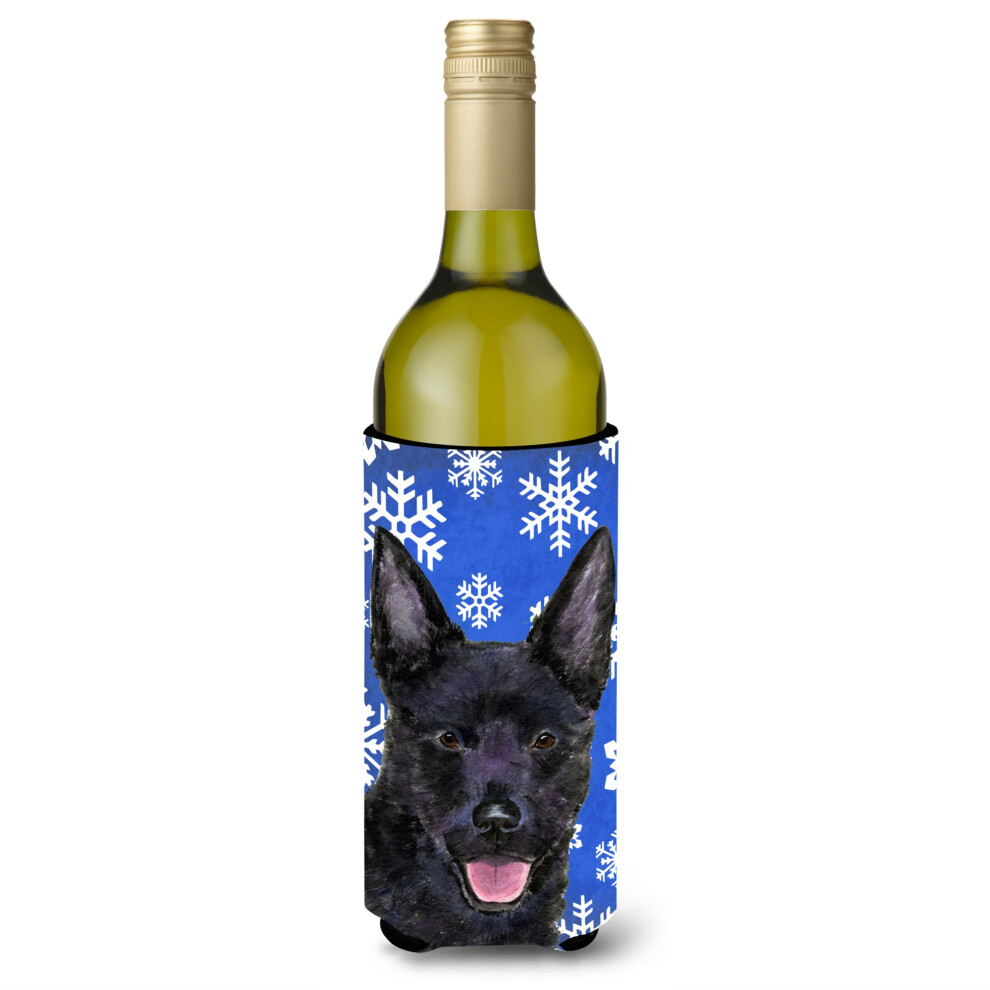 Isolateur De Bouteille De Vin De Vacances En Flocons De Neige D'hiver Kelpie Australien-image