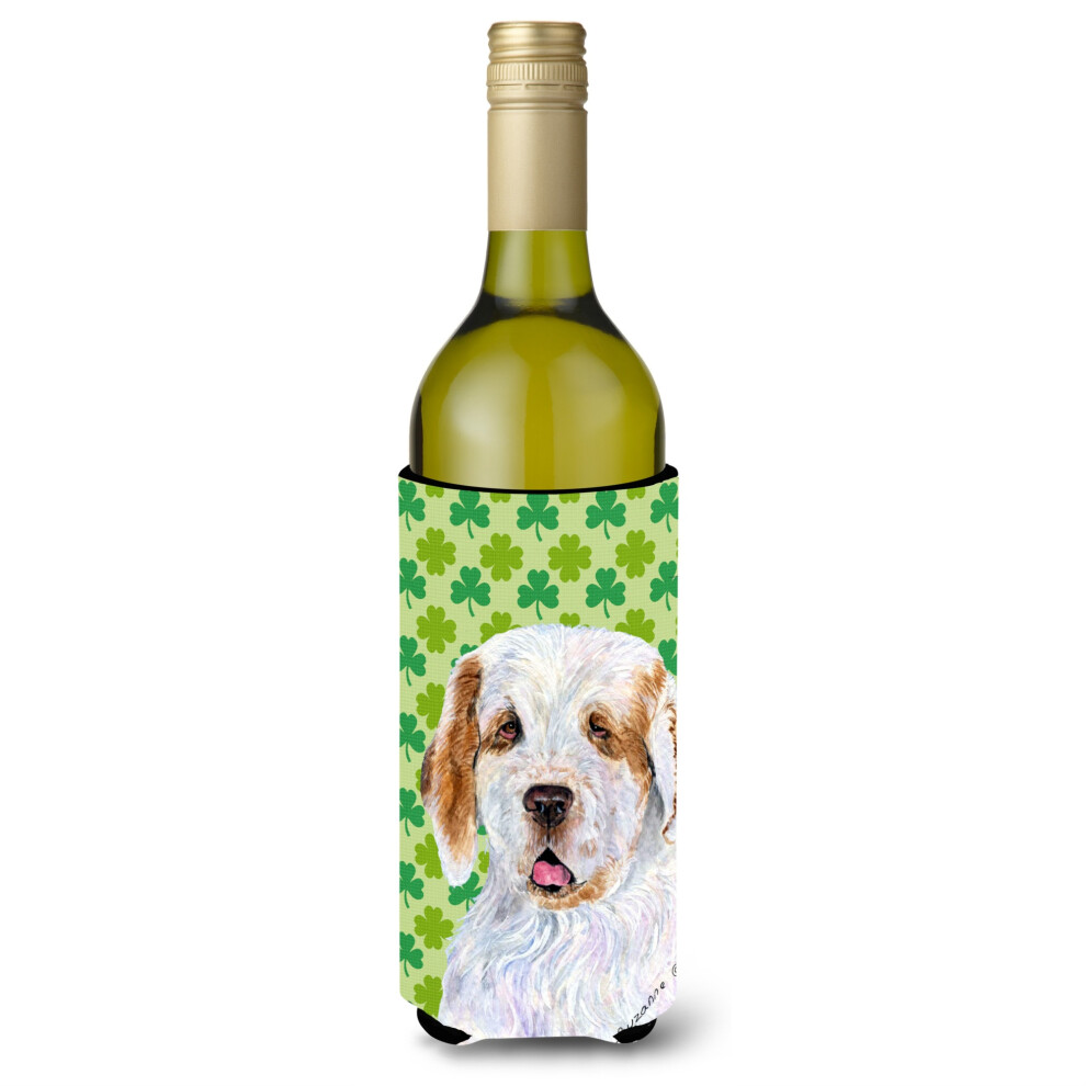Clumber Spaniel St. Patrick's Day Kleeblatt Portrait Weinflasche Getr Nkeisolator Getr Nkeisolator Hugger-image