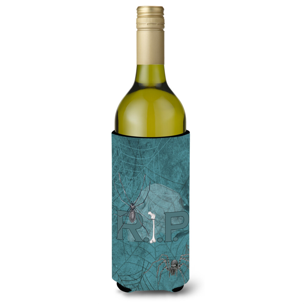 Caroline's Treasures Rip Rest In Peace With Spider Web Halloween Wine Bottle Beverage Insulator Beverage Insulator Hugger