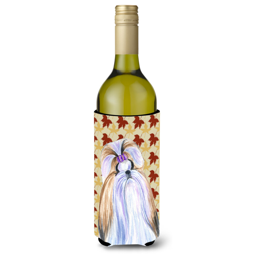 Isolateur De Bouteille De Vin En Forme De Portrait De Shih Tzu, Motif Feuilles D'automne, SS4391LITERK-image