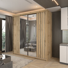 (Votan, 200cm) Havana Double Doors Sliding Mirror Wardrobe